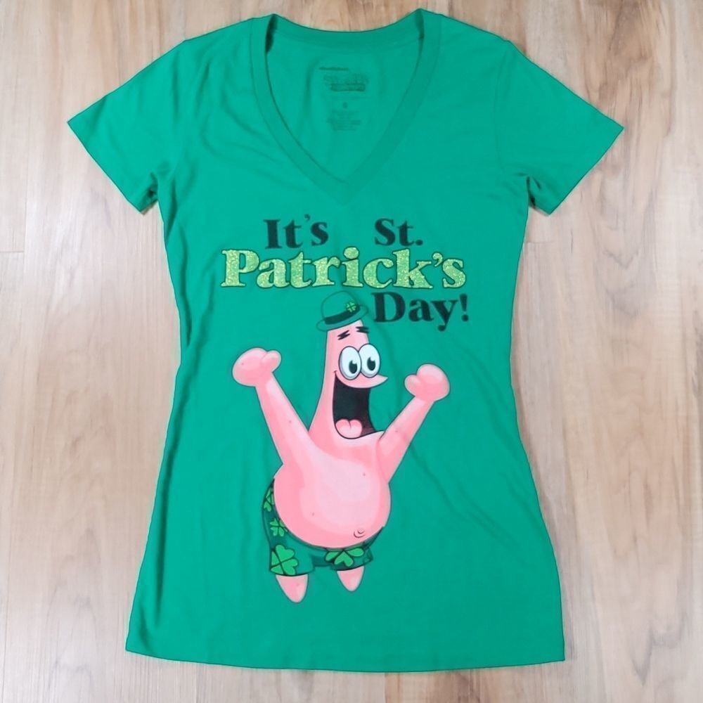 🔹️SpongeBob Green St. Patrick's Day Short Sleeve Tshirt Small